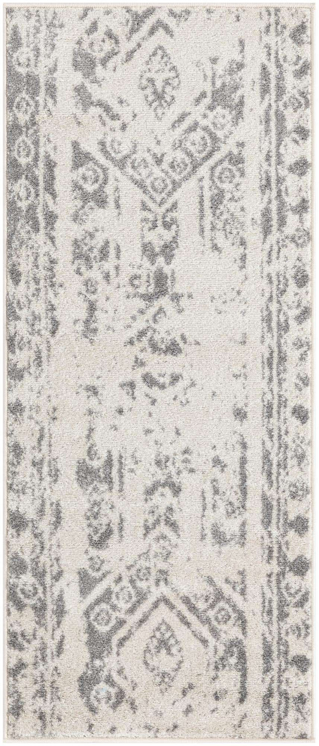 Ivory and Gray 2' x 5' 3 Lennon Runner Area Rug 100% Polypropylene Vintage Distressed Look Modern Contemporary Carpet for Home Decor for Sale at Rug Engine