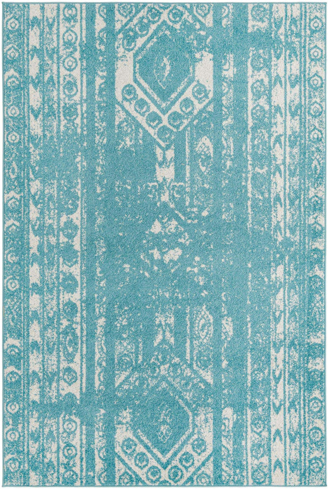 Light Blue 6' 1 x 9' Lennon Rectangle Area Rug 100% Polypropylene Vintage Distressed Look Modern Contemporary Carpet for Home Decor for Sale at Rug Engine