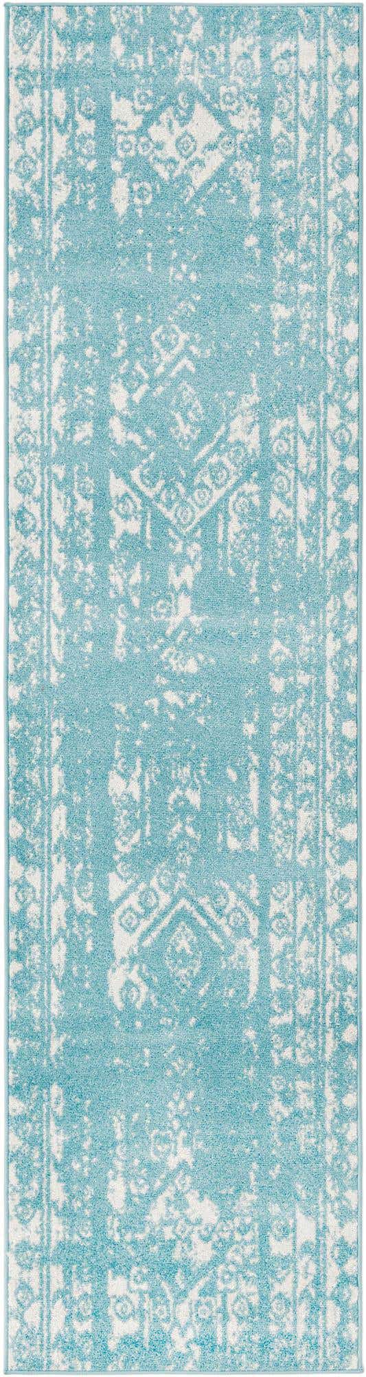 Light Blue 2' 7 x 10' Lennon Runner Area Rug 100% Polypropylene Vintage Distressed Look Modern Contemporary Carpet for Home Decor for Sale at Rug Engine