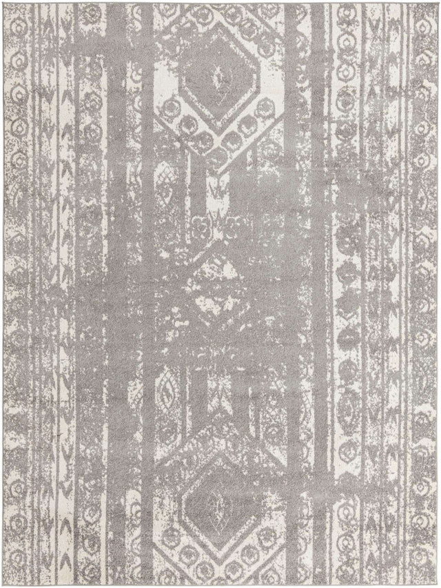 Gray and Ivory 10' x 13' 1 Lennon Rectangle Area Rug 100% Polypropylene Vintage Distressed Look Modern Contemporary Carpet for Home Decor for Sale at Rug Engine