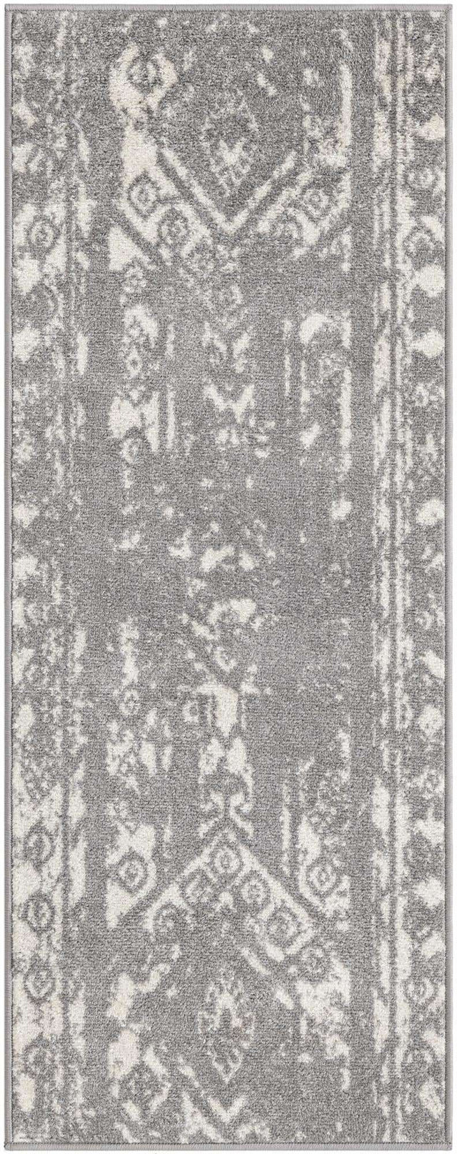 Gray and Ivory 2' x 5' 3 Lennon Runner Area Rug 100% Polypropylene Vintage Distressed Look Modern Contemporary Carpet for Home Decor for Sale at Rug Engine