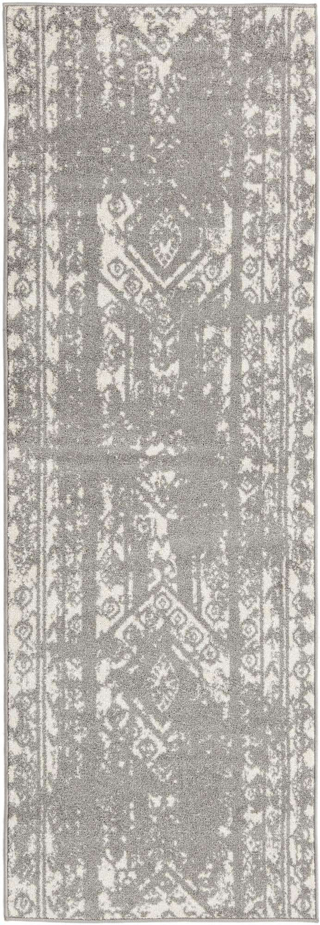 Gray and Ivory 2' x 8' Lennon Runner Area Rug 100% Polypropylene Vintage Distressed Look Modern Contemporary Carpet for Home Decor for Sale at Rug Engine