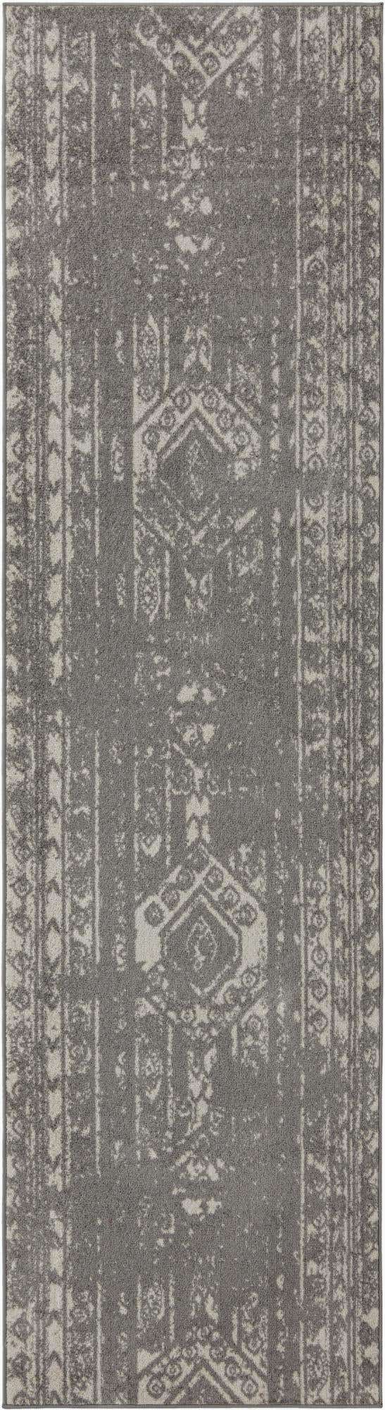 Gray and Ivory 2' 7 x 12' Lennon Runner Area Rug 100% Polypropylene Vintage Distressed Look Modern Contemporary Carpet for Home Decor for Sale at Rug Engine