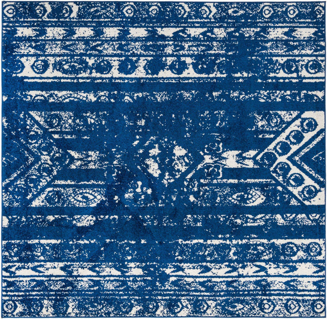 Navy Blue 7' 1 x 7' 1 Lennon Square Area Rug 100% Polypropylene Vintage Distressed Look Modern Contemporary Carpet for Home Decor for Sale at Rug Engine