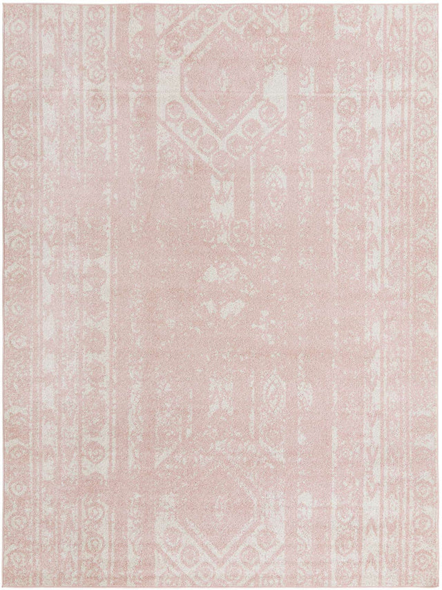 Pink 9' x 12' Lennon Rectangle Area Rug 100% Polypropylene Vintage Distressed Look Modern Contemporary Carpet for Home Decor for Sale at Rug Engine