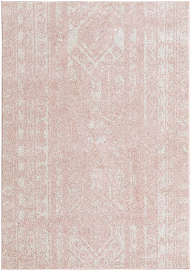 Pink 7' 1 x 10' Lennon Rectangle Area Rug 100% Polypropylene Vintage Distressed Look Modern Contemporary Carpet for Home Decor for Sale at Rug Engine