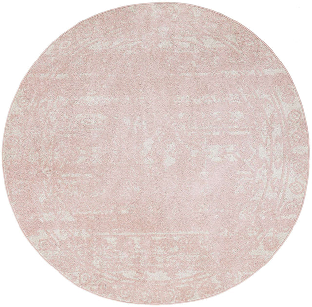 Pink 2' x 7' 10 Lennon Round Area Rug 100% Polypropylene Vintage Distressed Look Modern Contemporary Carpet for Home Decor for Sale at Rug Engine