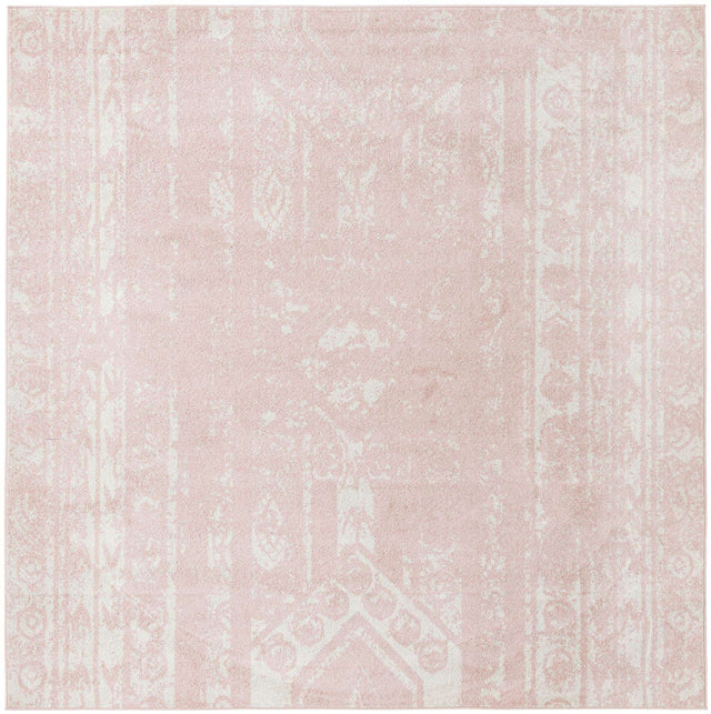 Pink 10' x 10' Lennon Square Area Rug 100% Polypropylene Vintage Distressed Look Modern Contemporary Carpet for Home Decor for Sale at Rug Engine