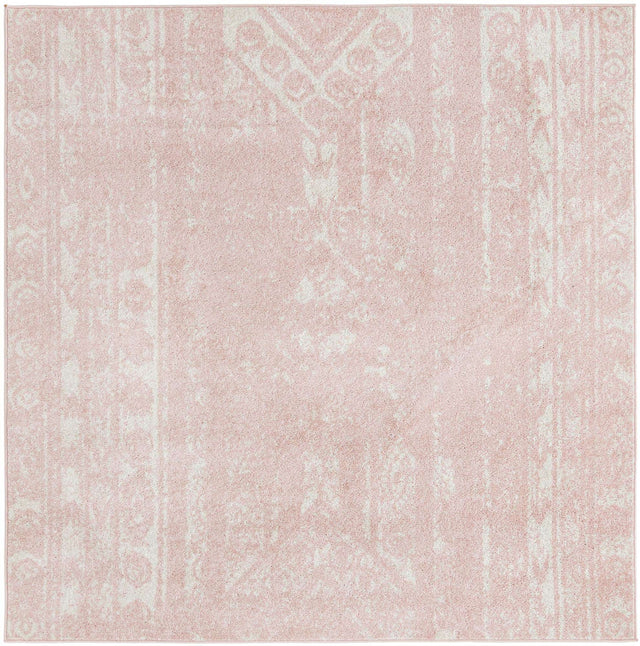 Pink 7' 1 x 7' 1 Lennon Square Area Rug 100% Polypropylene Vintage Distressed Look Modern Contemporary Carpet for Home Decor for Sale at Rug Engine