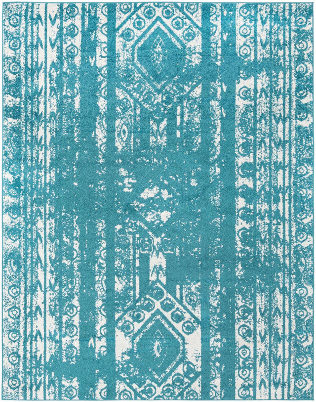 Turquoise 7' 10 x 10' Lennon Rectangle Area Rug 100% Polypropylene Vintage Distressed Look Modern Contemporary Carpet for Home Decor for Sale at Rug Engine