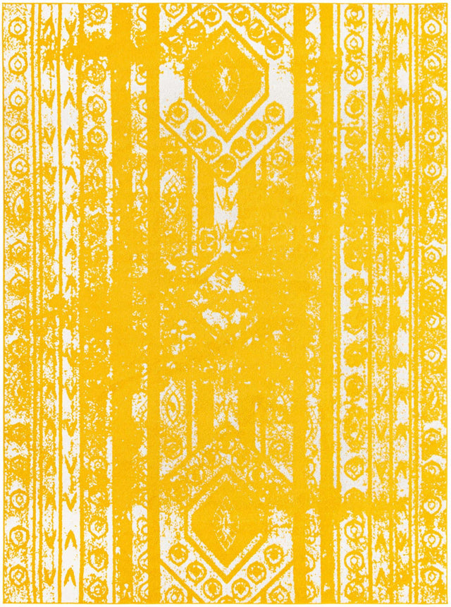 Yellow 9' x 12' Lennon Rectangle Area Rug 100% Polypropylene Vintage Distressed Look Modern Contemporary Carpet for Home Decor for Sale at Rug Engine