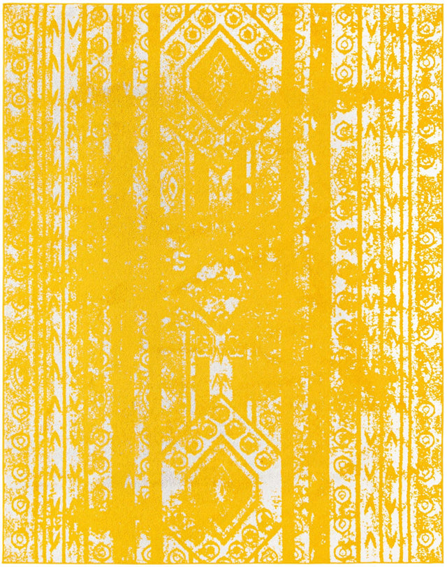 Yellow 7' 10 x 10' Lennon Rectangle Area Rug 100% Polypropylene Vintage Distressed Look Modern Contemporary Carpet for Home Decor for Sale at Rug Engine