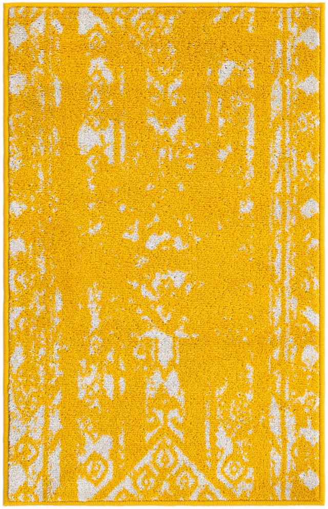 Yellow 2' x 3' 1 Lennon Rectangle Area Rug 100% Polypropylene Vintage Distressed Look Modern Contemporary Carpet for Home Decor for Sale at Rug Engine