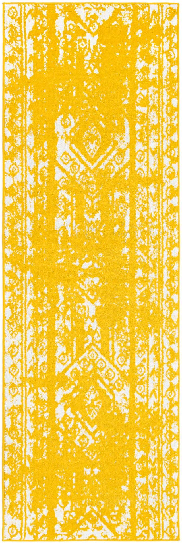 Yellow 2' x 8' Lennon Runner Area Rug 100% Polypropylene Vintage Distressed Look Modern Contemporary Carpet for Home Decor for Sale at Rug Engine