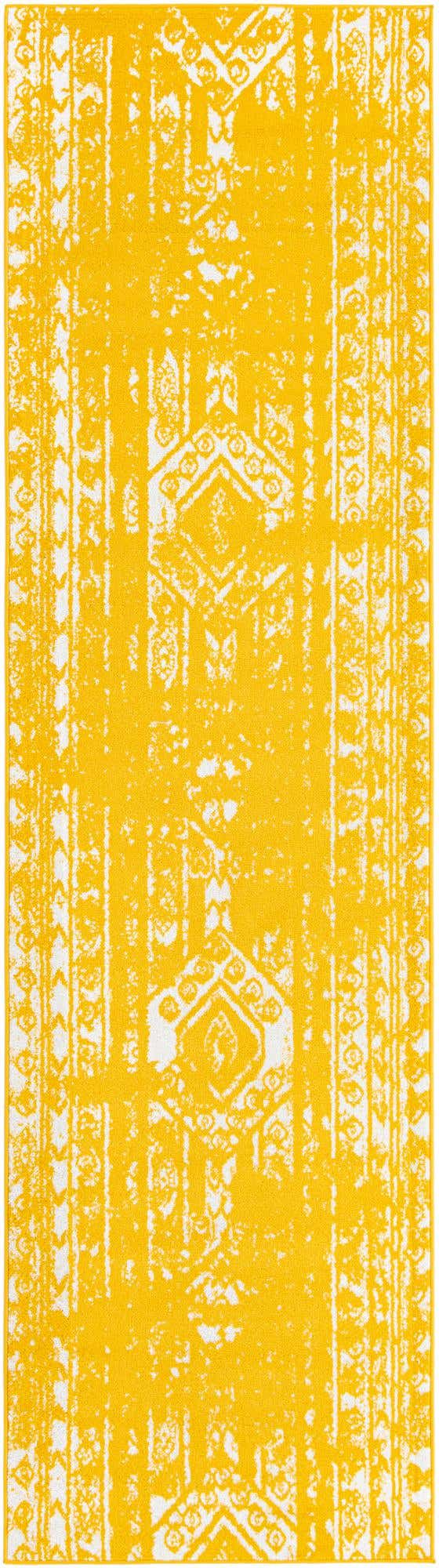 Yellow 2' 7 x 12' Lennon Runner Area Rug 100% Polypropylene Vintage Distressed Look Modern Contemporary Carpet for Home Decor for Sale at Rug Engine