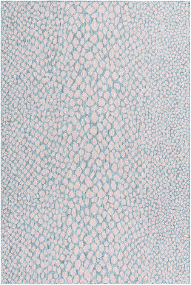 Pink and Aqua 6' 1 x 9' Jill Zarin Outdoor Rectangle Area Rug Weather Resistant for Patio, Deck, Terrace, Balcony, Porch Durable 100% Polypropylene Carpet for Outside for Sale at Rug Engine