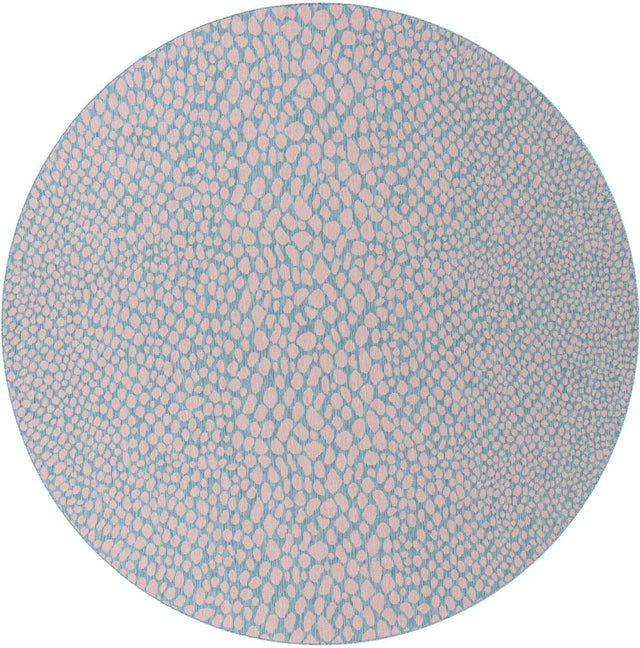 Pink and Aqua 10' 8 x 10' 8 Jill Zarin Outdoor Round Area Rug Weather Resistant for Patio, Deck, Terrace, Balcony, Porch Durable 100% Polypropylene Carpet for Outside for Sale at Rug Engine