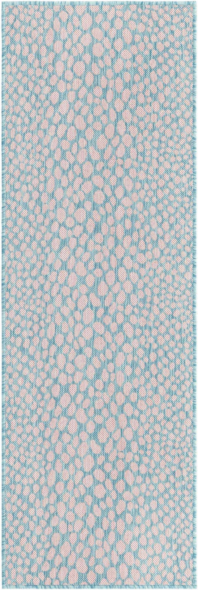 Pink and Aqua 2' x 6' 1 Jill Zarin Outdoor Runner Area Rug Weather Resistant for Patio, Deck, Terrace, Balcony, Porch Durable 100% Polypropylene Carpet for Outside for Sale at Rug Engine