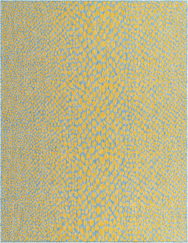 Yellow and Aqua 7' 10 x 10' Jill Zarin Outdoor Rectangle Area Rug Weather Resistant for Patio, Deck, Terrace, Balcony, Porch Durable 100% Polypropylene Carpet for Outside for Sale at Rug Engine