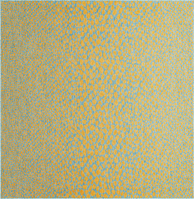 Yellow and Aqua 10' 8 x 10' 8 Jill Zarin Outdoor Square Area Rug Weather Resistant for Patio, Deck, Terrace, Balcony, Porch Durable 100% Polypropylene Carpet for Outside for Sale at Rug Engine