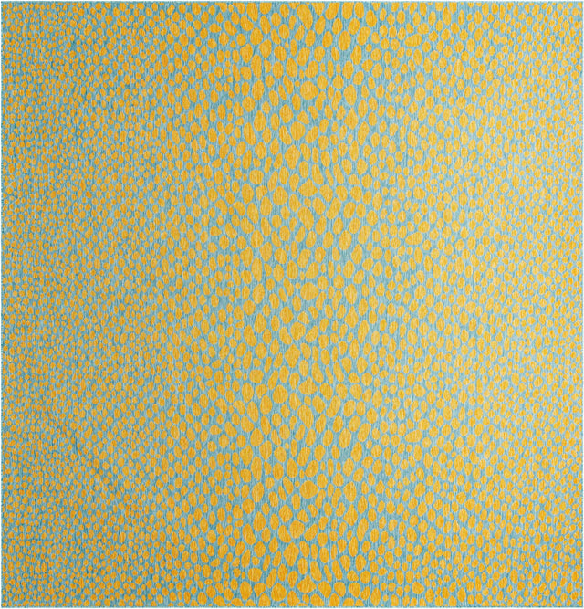 Yellow and Aqua 13' 1 x 13' 1 Jill Zarin Outdoor Square Area Rug Weather Resistant for Patio, Deck, Terrace, Balcony, Porch Durable 100% Polypropylene Carpet for Outside for Sale at Rug Engine