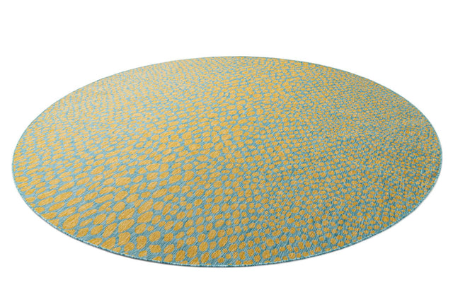 Yellow and Aqua 10' 8 x 10' 8 Jill Zarin Outdoor Round Area Rug Weather Resistant for Patio, Deck, Terrace, Balcony, Porch Durable 100% Polypropylene Carpet for Outside for Sale at Rug Engine