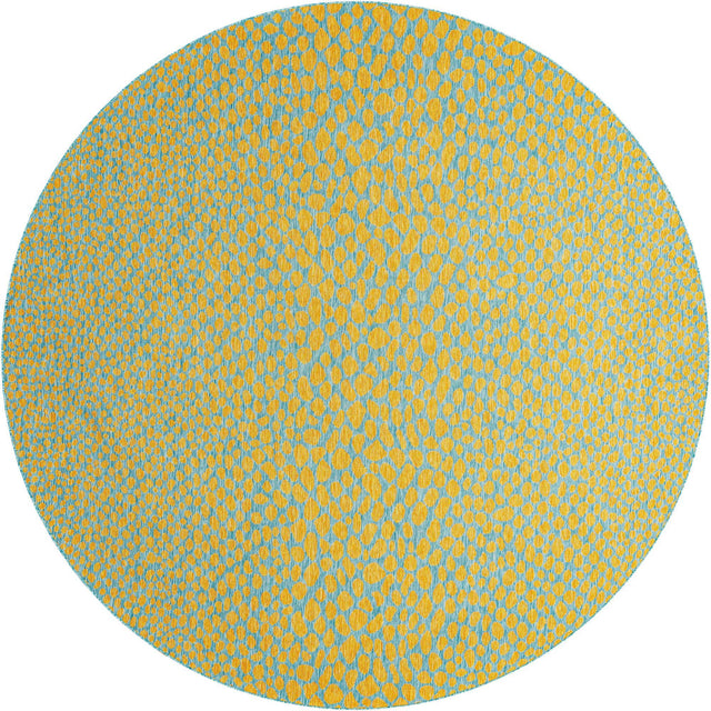 Yellow and Aqua 10' 8 x 10' 8 Jill Zarin Outdoor Round Area Rug Weather Resistant for Patio, Deck, Terrace, Balcony, Porch Durable 100% Polypropylene Carpet for Outside for Sale at Rug Engine