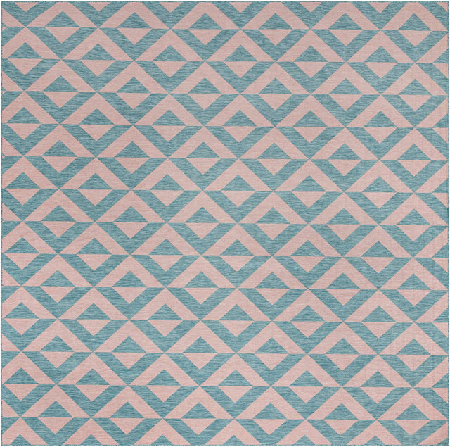 Pink and Aqua 13' 1 x 13' 1 Jill Zarin Outdoor Square Area Rug Weather Resistant for Patio, Deck, Terrace, Balcony, Porch Durable 100% Polypropylene Carpet for Outside for Sale at Rug Engine