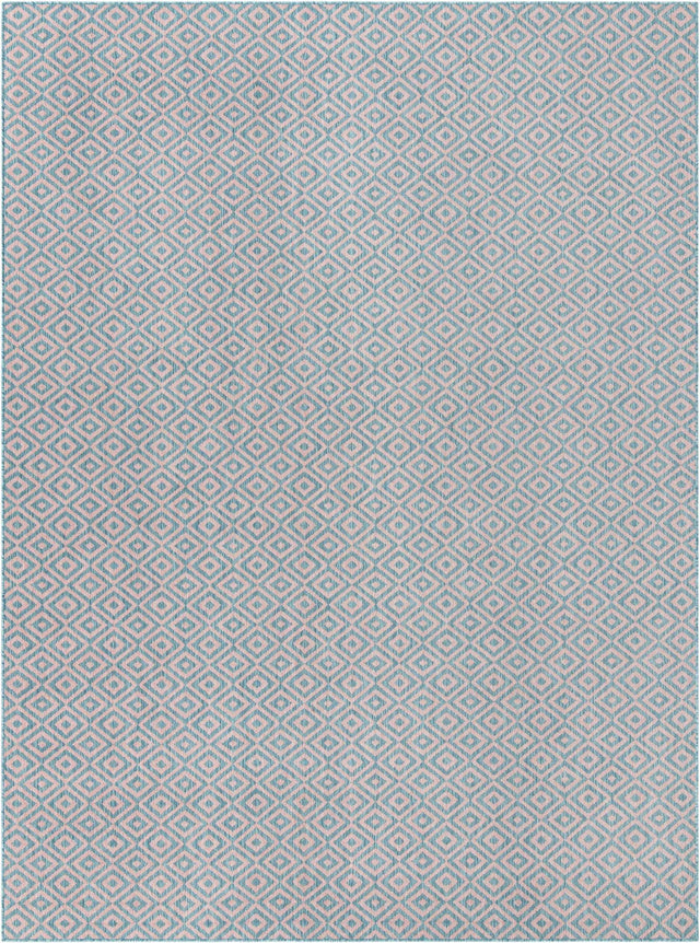 Pink and Aqua 9' x 12' Jill Zarin Outdoor Rectangle Area Rug Weather Resistant for Patio, Deck, Terrace, Balcony, Porch Durable 100% Polypropylene Carpet for Outside for Sale at Rug Engine