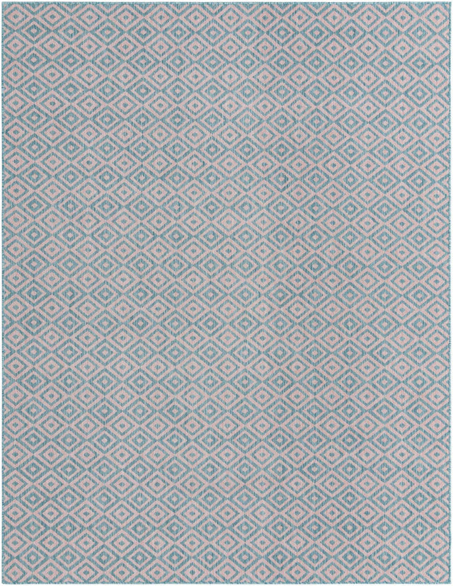 Pink and Aqua 7' 10 x 10' Jill Zarin Outdoor Rectangle Area Rug Weather Resistant for Patio, Deck, Terrace, Balcony, Porch Durable 100% Polypropylene Carpet for Outside for Sale at Rug Engine
