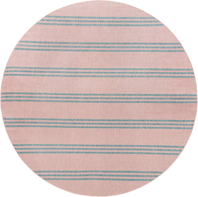 Pink and Aqua 10' 8 x 10' 8 Jill Zarin Outdoor Round Area Rug Weather Resistant for Patio, Deck, Terrace, Balcony, Porch Durable 100% Polypropylene Carpet for Outside for Sale at Rug Engine