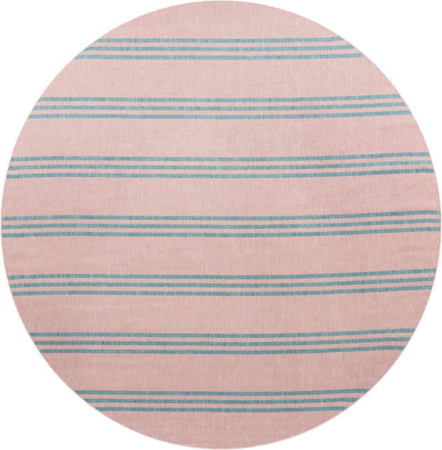 Pink and Aqua 13' 1 x 13' 1 Jill Zarin Outdoor Round Area Rug Weather Resistant for Patio, Deck, Terrace, Balcony, Porch Durable 100% Polypropylene Carpet for Outside for Sale at Rug Engine