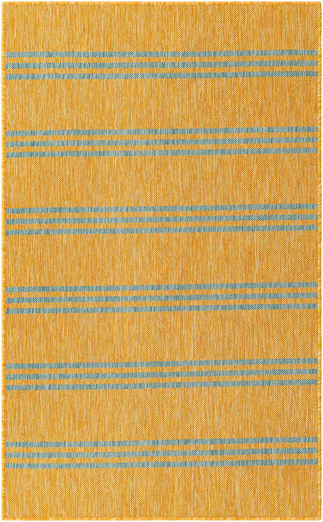 Yellow and Aqua 2' x 3' 1 Jill Zarin Outdoor Rectangle Area Rug Weather Resistant for Patio, Deck, Terrace, Balcony, Porch Durable 100% Polypropylene Carpet for Outside for Sale at Rug Engine