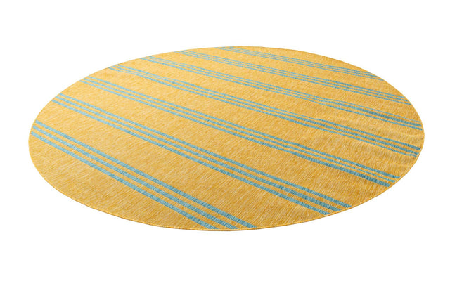 Yellow and Aqua 10' 8 x 10' 8 Jill Zarin Outdoor Round Area Rug Weather Resistant for Patio, Deck, Terrace, Balcony, Porch Durable 100% Polypropylene Carpet for Outside for Sale at Rug Engine