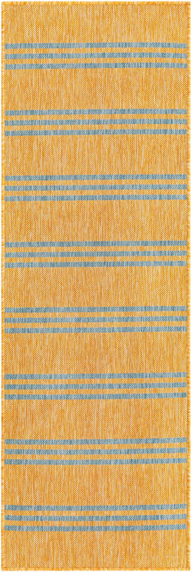 Yellow and Aqua 2' x 6' 1 Jill Zarin Outdoor Runner Area Rug Weather Resistant for Patio, Deck, Terrace, Balcony, Porch Durable 100% Polypropylene Carpet for Outside for Sale at Rug Engine