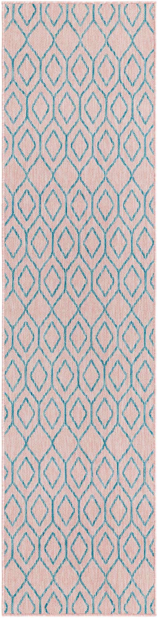 Pink and Aqua 2' x 8' Jill Zarin Outdoor Runner Area Rug Weather Resistant for Patio, Deck, Terrace, Balcony, Porch Durable 100% Polypropylene Carpet for Outside for Sale at Rug Engine