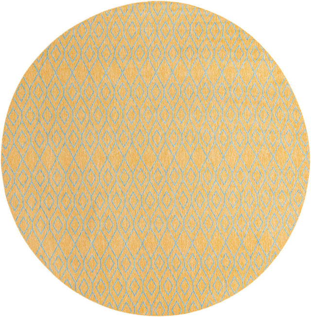 Yellow and Aqua 13' 1 x 13' 1 Jill Zarin Outdoor Round Area Rug Weather Resistant for Patio, Deck, Terrace, Balcony, Porch Durable 100% Polypropylene Carpet for Outside for Sale at Rug Engine