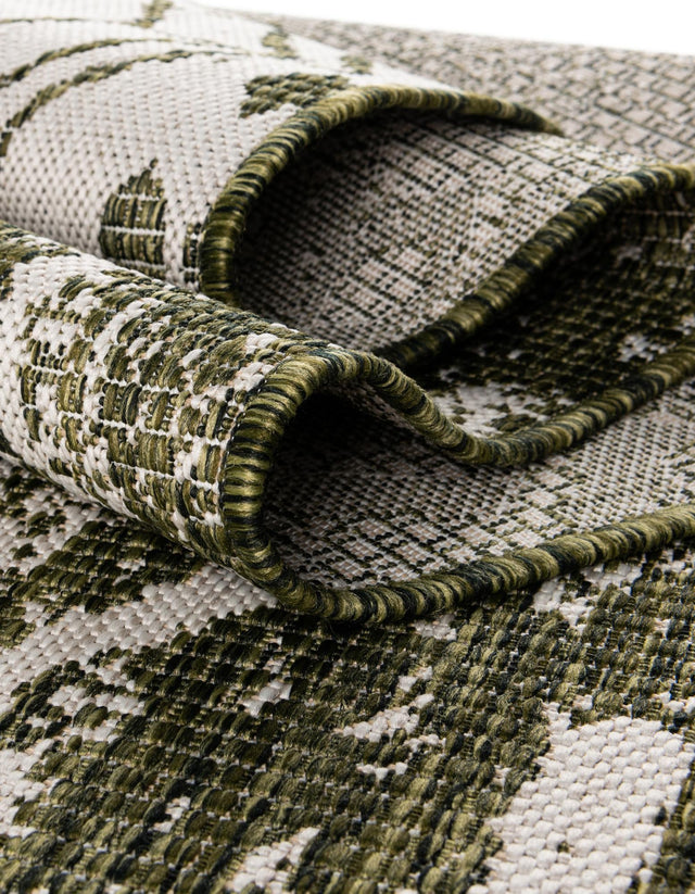 Green 7' 10 x 7' 10 Outdoor Bohemian Round Area Rug Weather Resistant for Patio, Deck, Terrace, Balcony, Porch 100% Polypropylene Boho Carpet Mat for Sale at Rug Engine