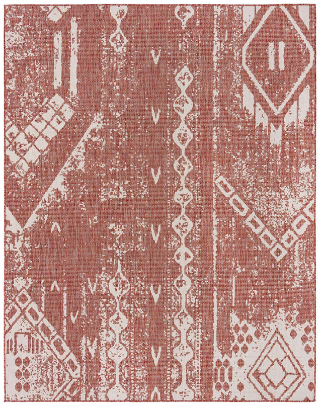 Rust Red 7' 10 x 10' Outdoor Bohemian Rectangle Area Rug Weather Resistant for Patio, Deck, Terrace, Balcony, Porch 100% Polypropylene Boho Carpet Mat for Sale at Rug Engine