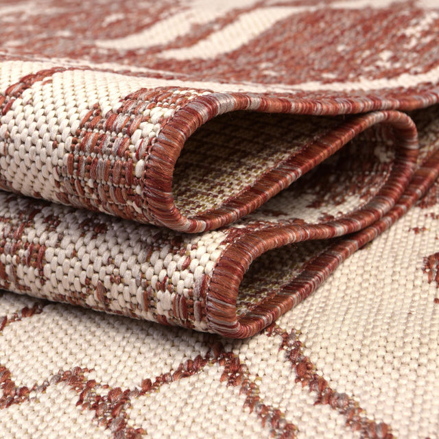 Rust Red 6' 1 x 9' Outdoor Bohemian Rectangle Area Rug Weather Resistant for Patio, Deck, Terrace, Balcony, Porch 100% Polypropylene Boho Carpet Mat for Sale at Rug Engine
