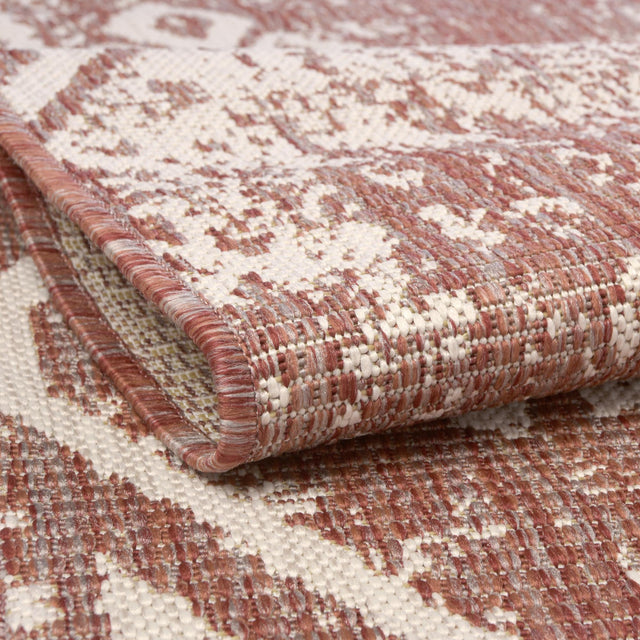 Rust Red 2' x 5' 3 Outdoor Bohemian Runner Area Rug Weather Resistant for Patio, Deck, Terrace, Balcony, Porch 100% Polypropylene Boho Carpet Mat for Sale at Rug Engine