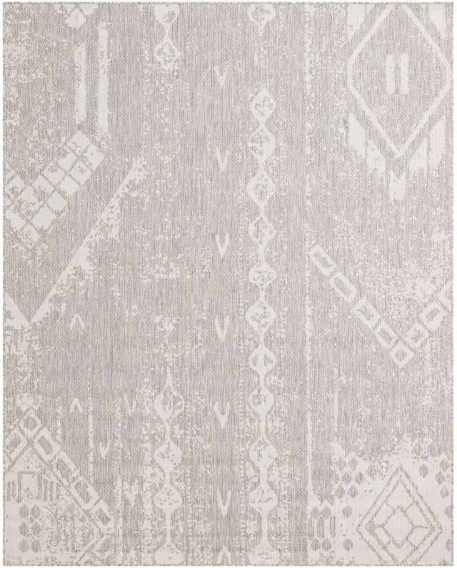 Gray 7' 10 x 10' Outdoor Bohemian Rectangle Area Rug Weather Resistant for Patio, Deck, Terrace, Balcony, Porch 100% Polypropylene Boho Carpet Mat for Sale at Rug Engine