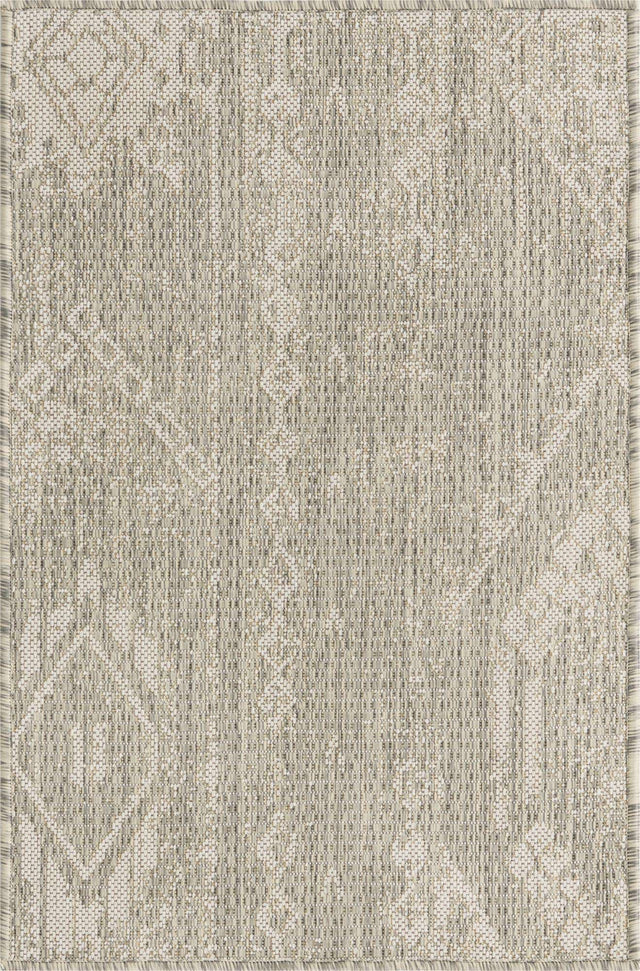 Gray 2' x 3' 1 Outdoor Bohemian Rectangle Area Rug Weather Resistant for Patio, Deck, Terrace, Balcony, Porch 100% Polypropylene Boho Carpet Mat for Sale at Rug Engine