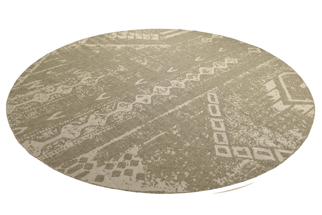Gray 13' 1 x 13' 1 Outdoor Bohemian Round Area Rug Weather Resistant for Patio, Deck, Terrace, Balcony, Porch 100% Polypropylene Boho Carpet Mat for Sale at Rug Engine