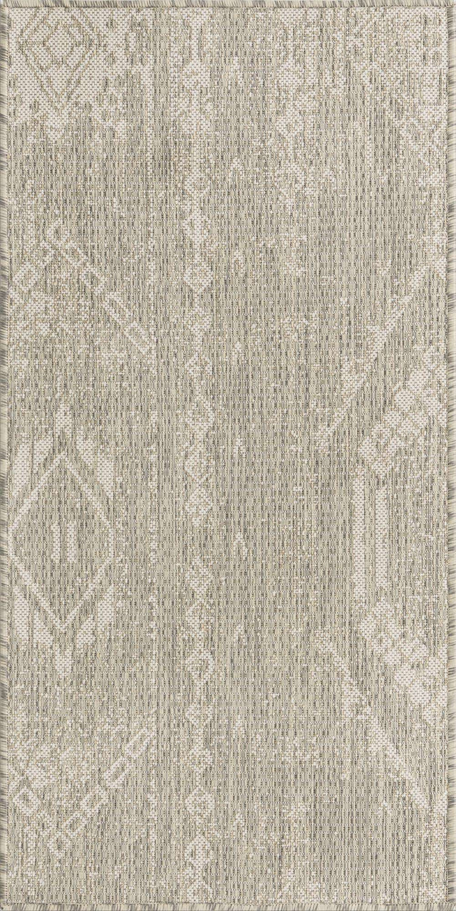 Gray 2' x 4' 1 Outdoor Bohemian Runner Area Rug Weather Resistant for Patio, Deck, Terrace, Balcony, Porch 100% Polypropylene Boho Carpet Mat for Sale at Rug Engine