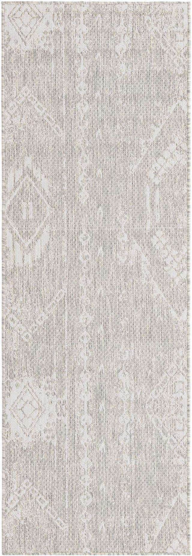 Gray 2' x 8' Outdoor Bohemian Runner Area Rug Weather Resistant for Patio, Deck, Terrace, Balcony, Porch 100% Polypropylene Boho Carpet Mat for Sale at Rug Engine
