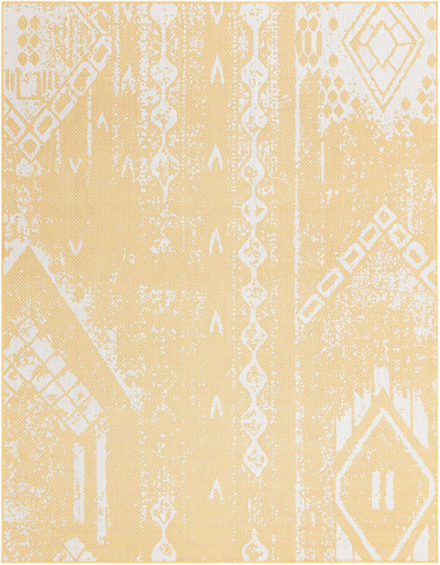 Yellow 7' 10 x 10' Outdoor Bohemian Rectangle Area Rug Weather Resistant for Patio, Deck, Terrace, Balcony, Porch 100% Polypropylene Boho Carpet Mat for Sale at Rug Engine