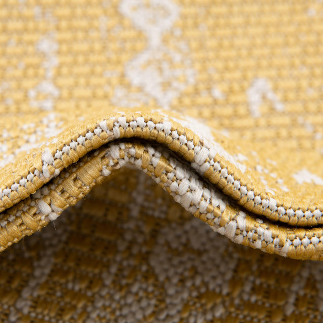 Yellow 3' 3 x 14' 1 Outdoor Bohemian Runner Area Rug Weather Resistant for Patio, Deck, Terrace, Balcony, Porch 100% Polypropylene Boho Carpet Mat for Sale at Rug Engine
