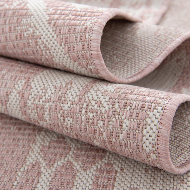 Pink 5' 3 x 8' Outdoor Bohemian Rectangle Area Rug Weather Resistant for Patio, Deck, Terrace, Balcony, Porch 100% Polypropylene Boho Carpet Mat for Sale at Rug Engine