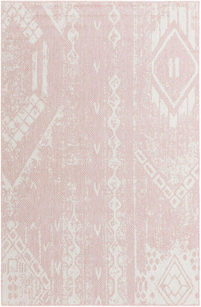 Pink 5' 3 x 8' Outdoor Bohemian Rectangle Area Rug Weather Resistant for Patio, Deck, Terrace, Balcony, Porch 100% Polypropylene Boho Carpet Mat for Sale at Rug Engine